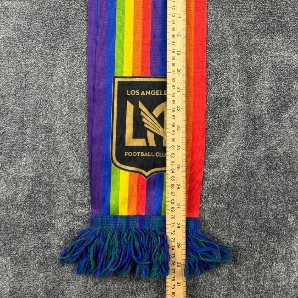 Ruffneck Los Angeles FC LAFC Pride Rainbow Striped MLS Soccer Fan Scarf Fringe
